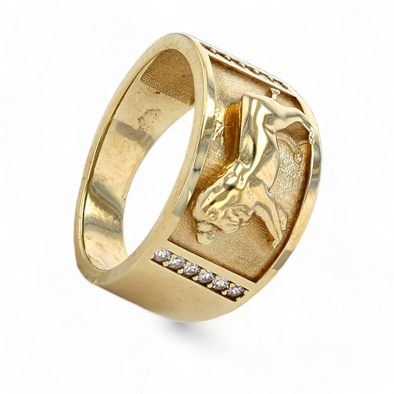 10K Yellow gold 3D Lion ring-221672