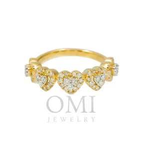 14K GOLD DIAMOND CLUSTER HEARTS RING 0.75 CT