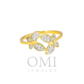 14K GOLD DIAMOND OPEN BUTTERFLIES RING 0.25 CT