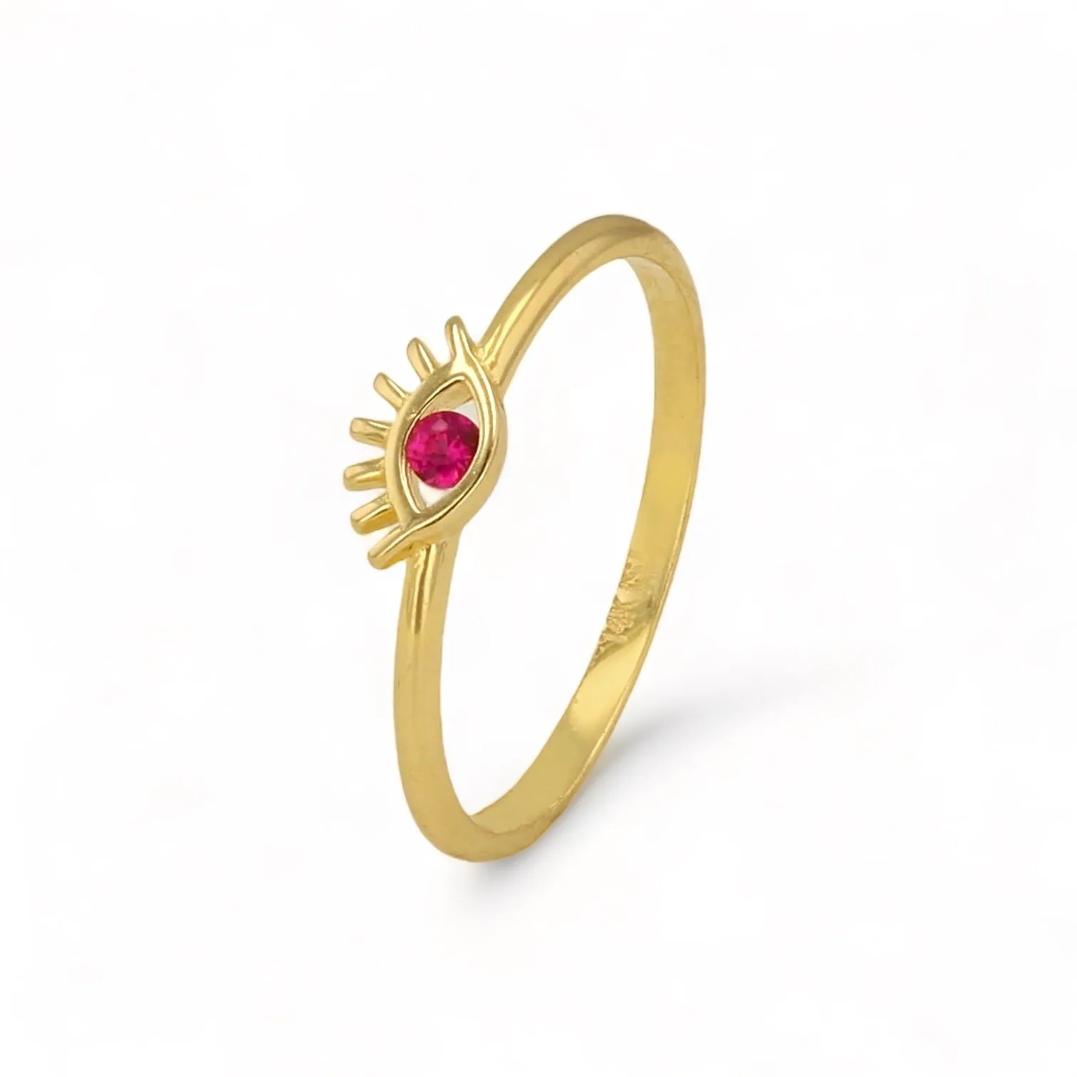 14K Yellow gold red eye ring-227205