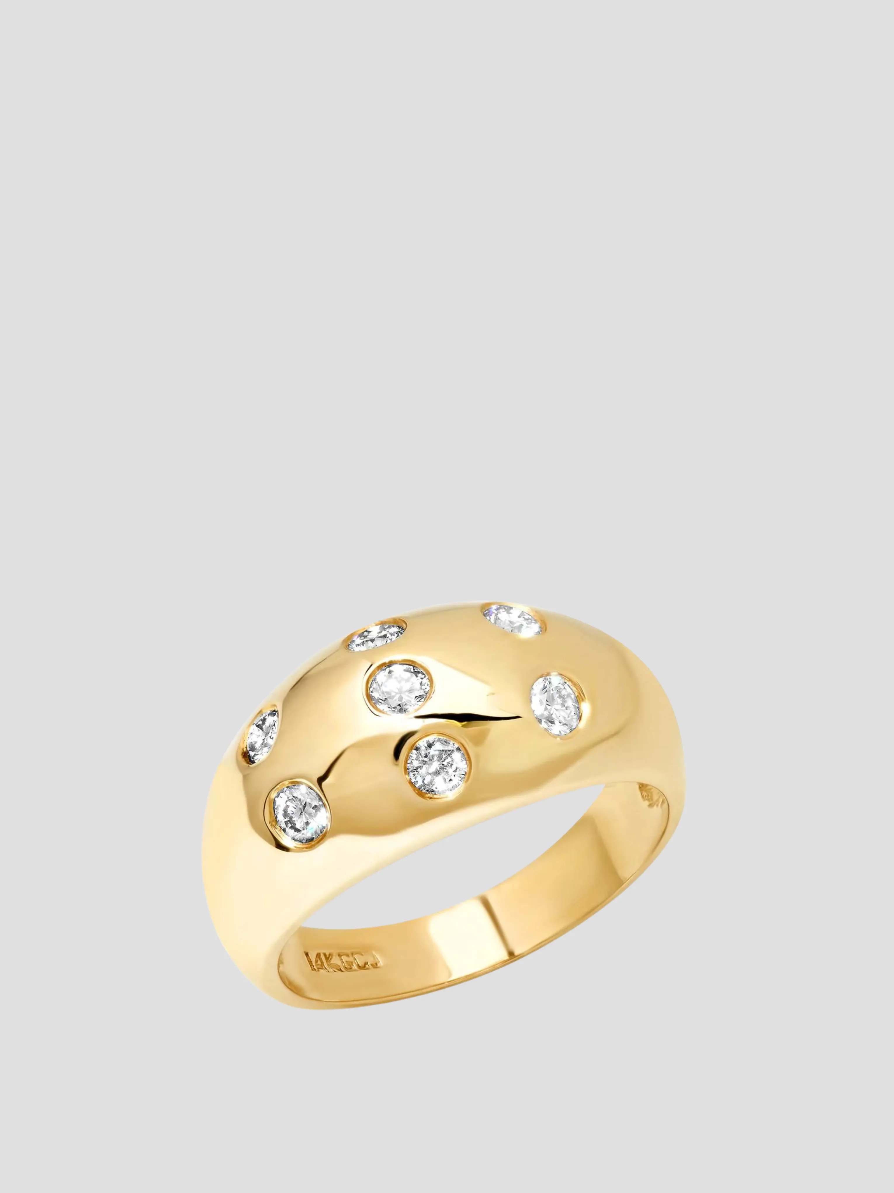 14K YG Large Diamond Dome Ring