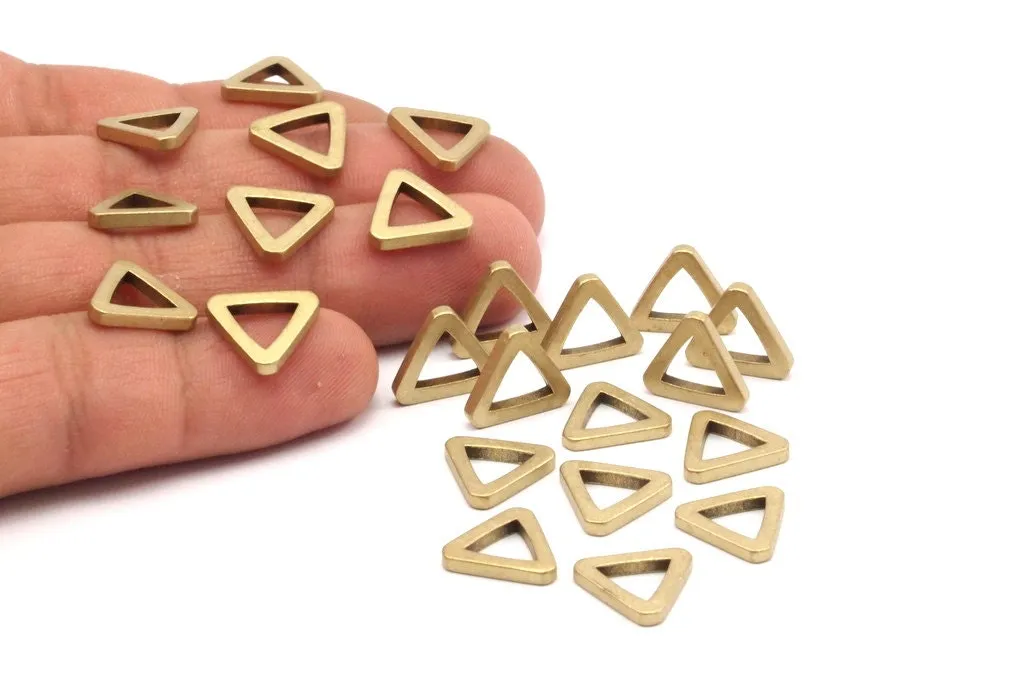 14mm Triangle Charm - 24 Raw Brass Triangle Charms 13x2mm) D0020