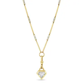 3.12 ctw Rose Cut Shield Diamond Pendant Mixed Bar Necklace