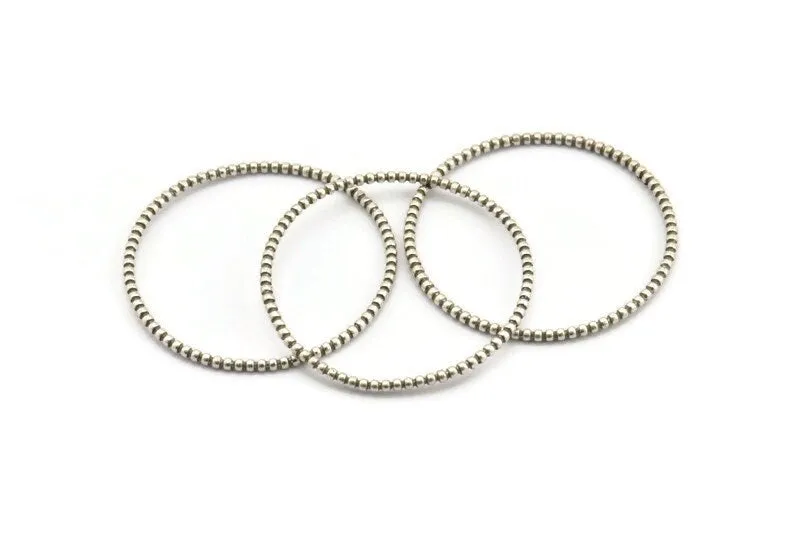 44mm Circle Connectors, 2 Antique Silver Plated Brass Circle Connectors (44x2x2mm) N1738