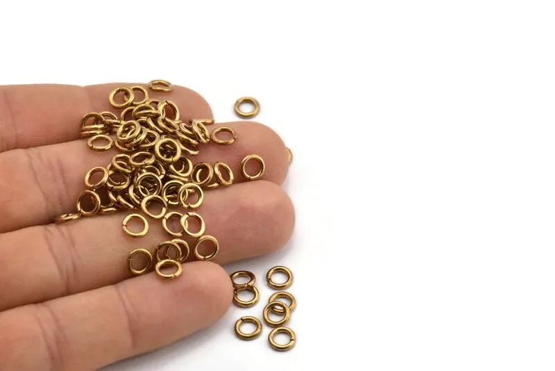 6mm Jump Ring - 100 Raw Brass Jump Ring Connectors Findings (6x1.2mm) A0284