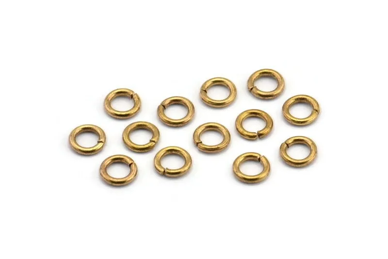 6mm Jump Ring - 100 Raw Brass Jump Ring Connectors Findings (6x1.2mm) A0284