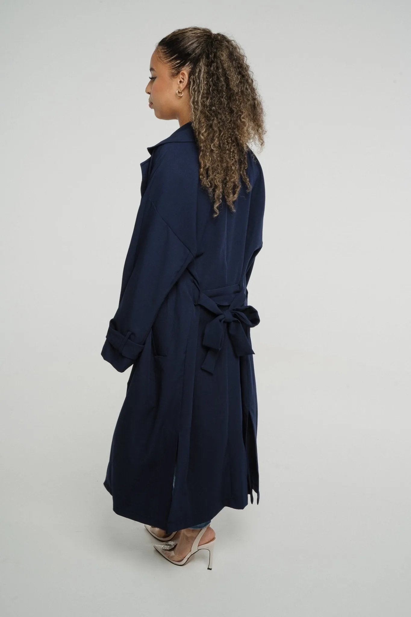 Aria Trench Jacket In Navy