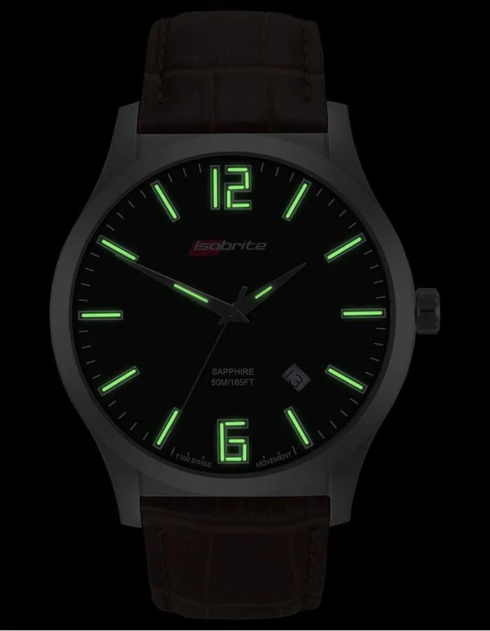 ArmourLite Isobrite Grand Slimline Series - Black Dial - Brown Leather Strap