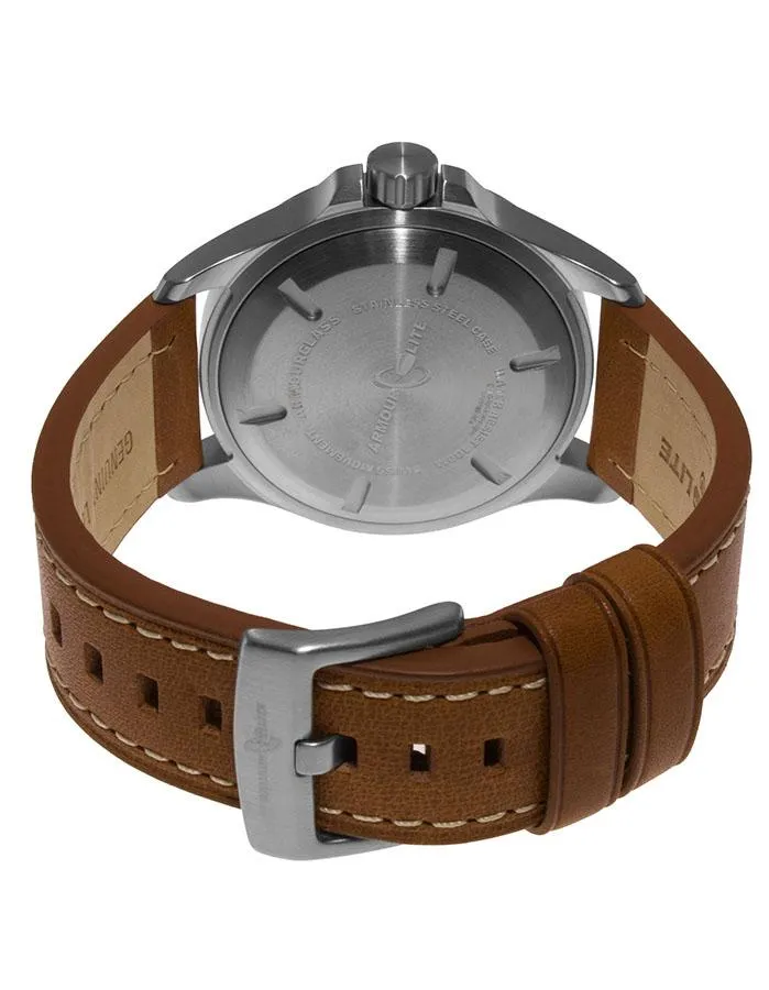 ArmourLite Officer Field Series - Beige Dial - Brown Leather Strap - SS Case