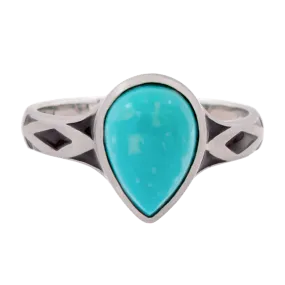 Aztec Small Style Pear Turquoise Ring