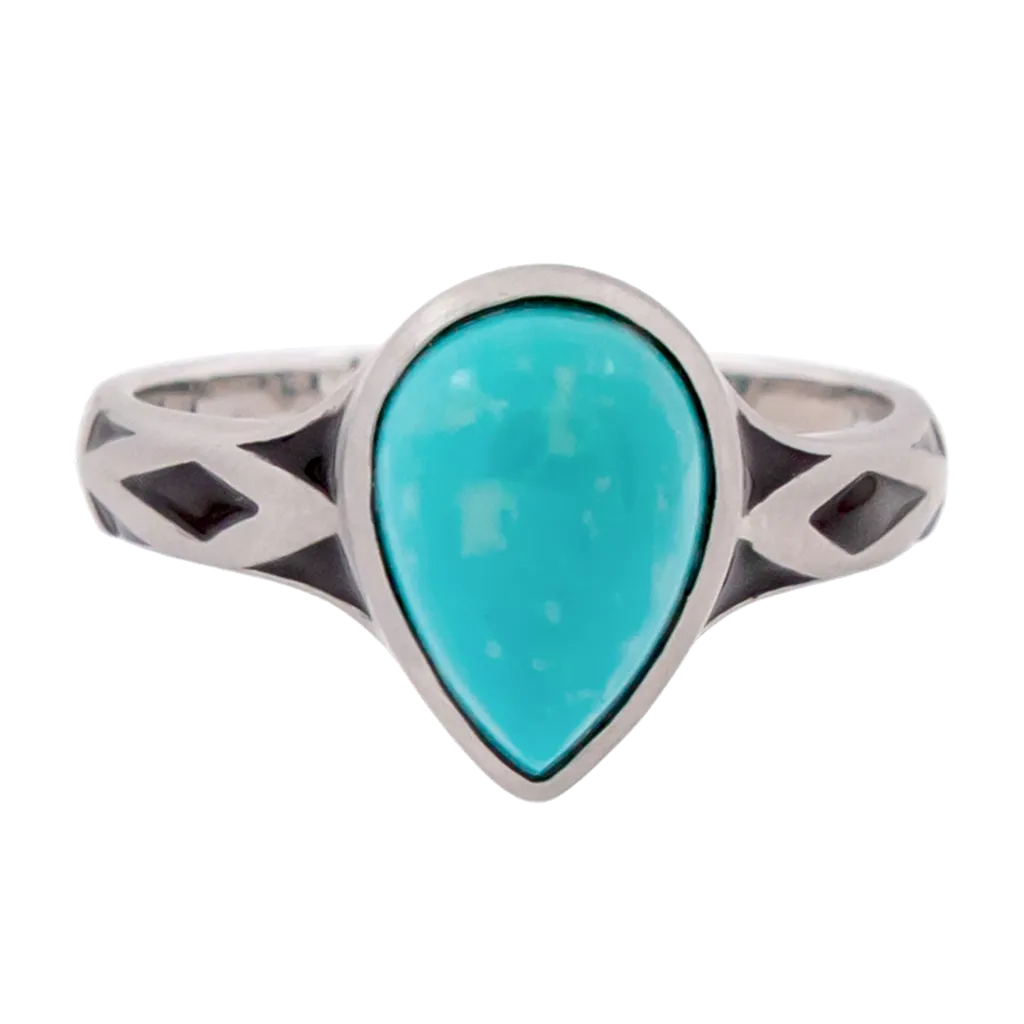 Aztec Small Style Pear Turquoise Ring