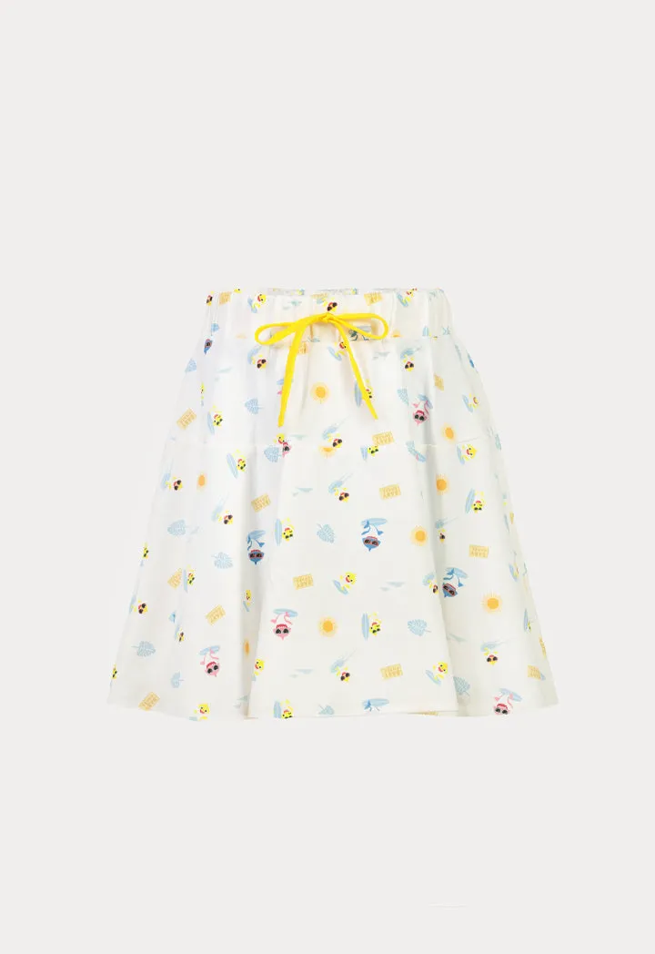 Baby Shark Drawstring Printed Skirt