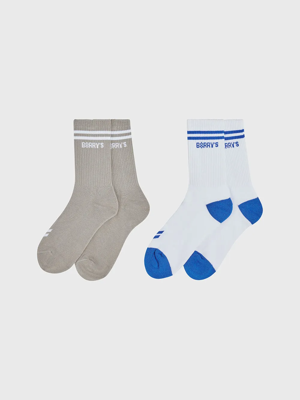 BARRY'S 2 PACK STRIPED BLUE/HEATHER GREY SOCKS