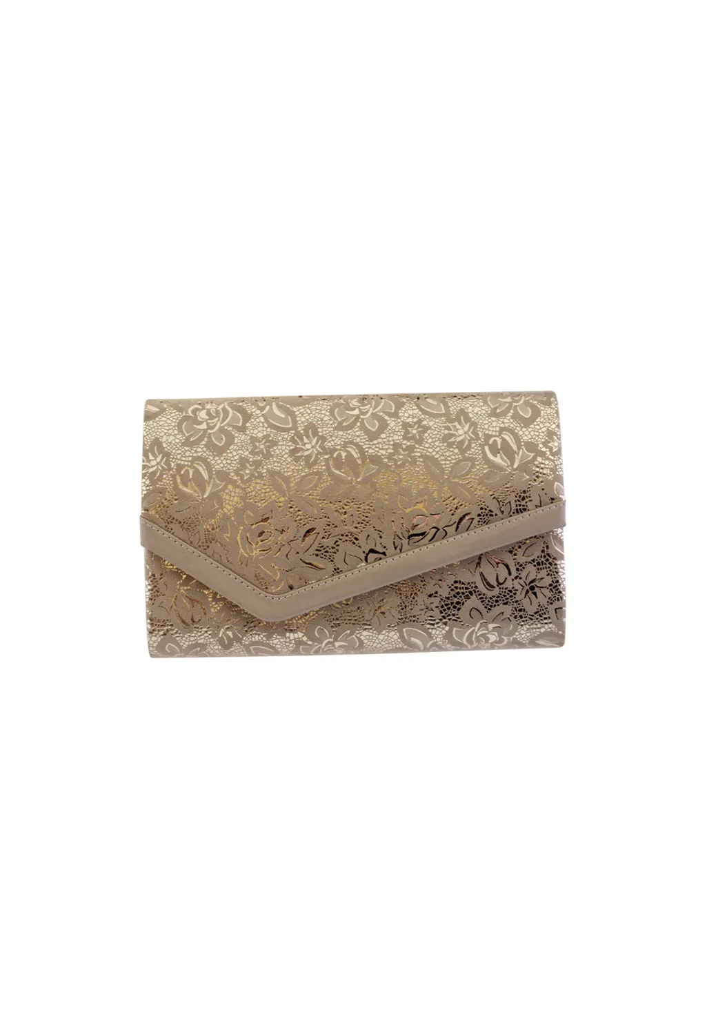 Beige Metallic Clutch Bag