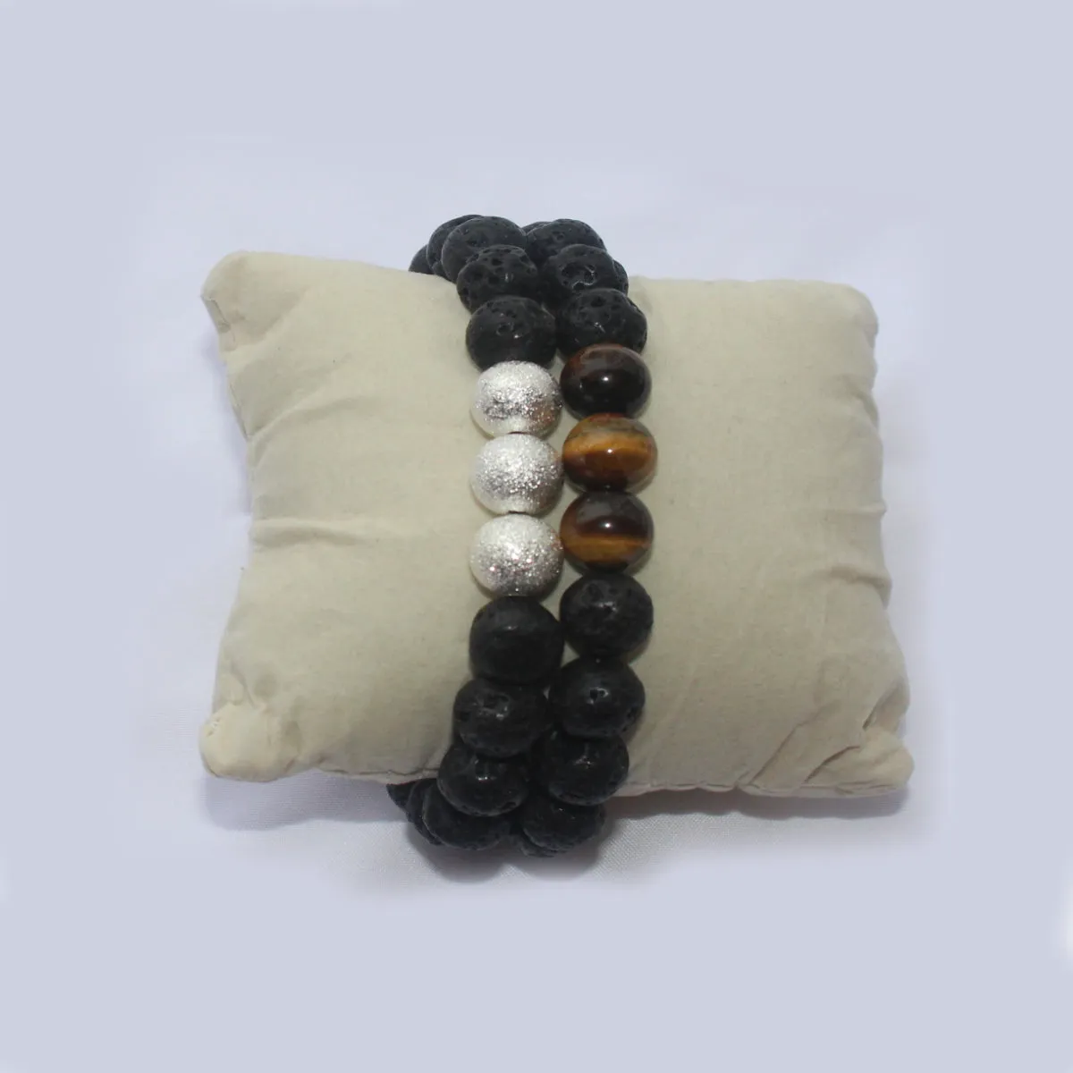 Black Lava and Tiger Eye Beads Bracelet for Men and Women