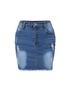 Blue 1960s Ripped Denim Skirt