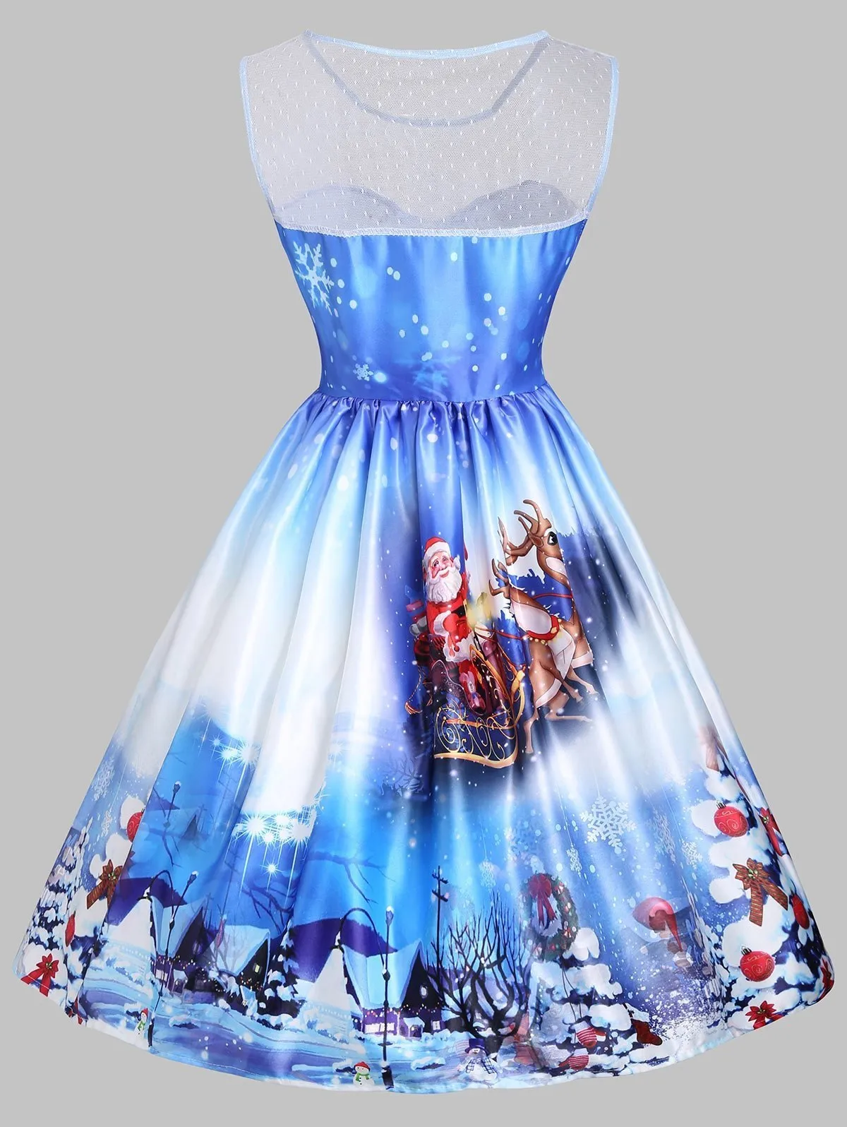 Blue and White Christmas Party Dress