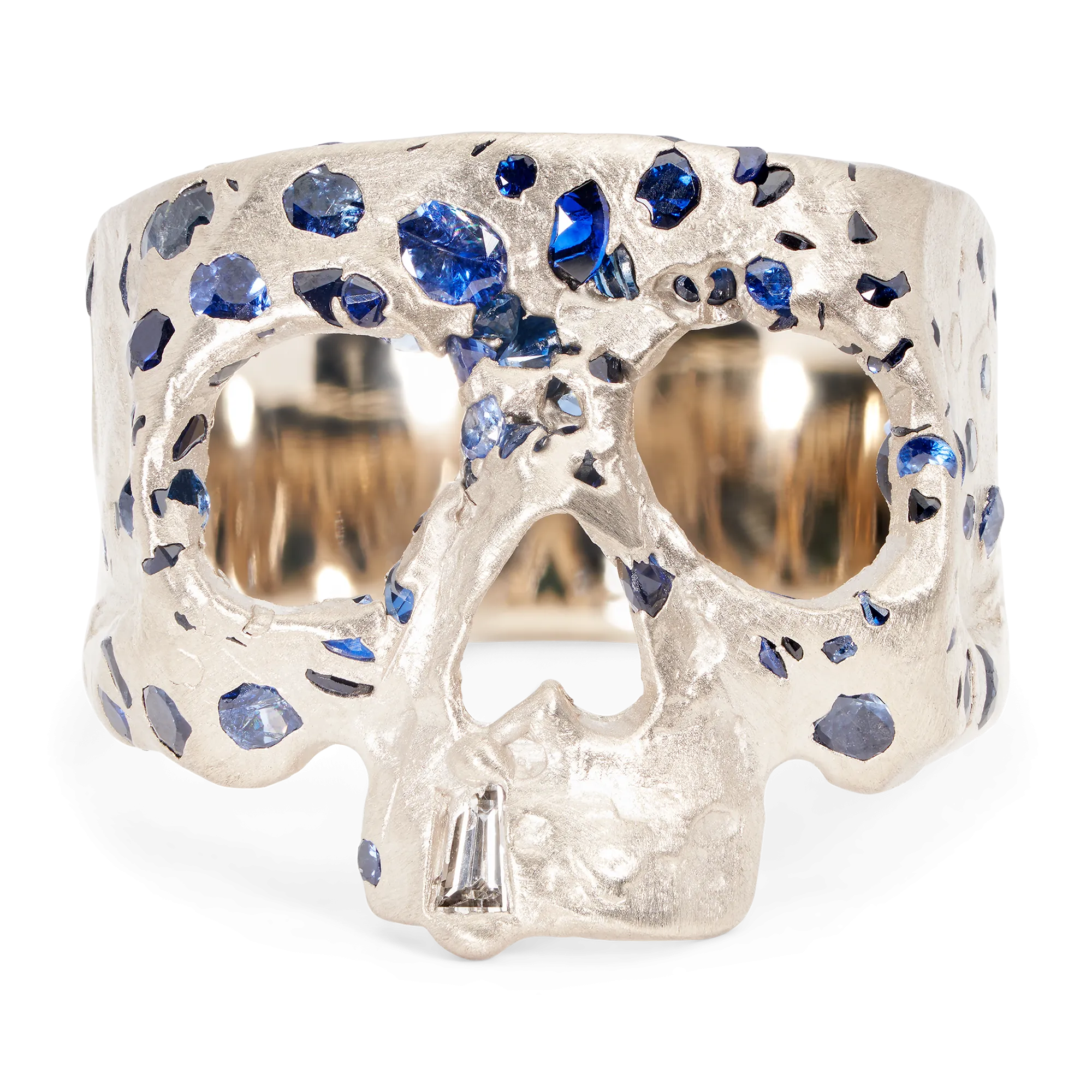 Blue Confetti Skull Ring in White - Made to Order