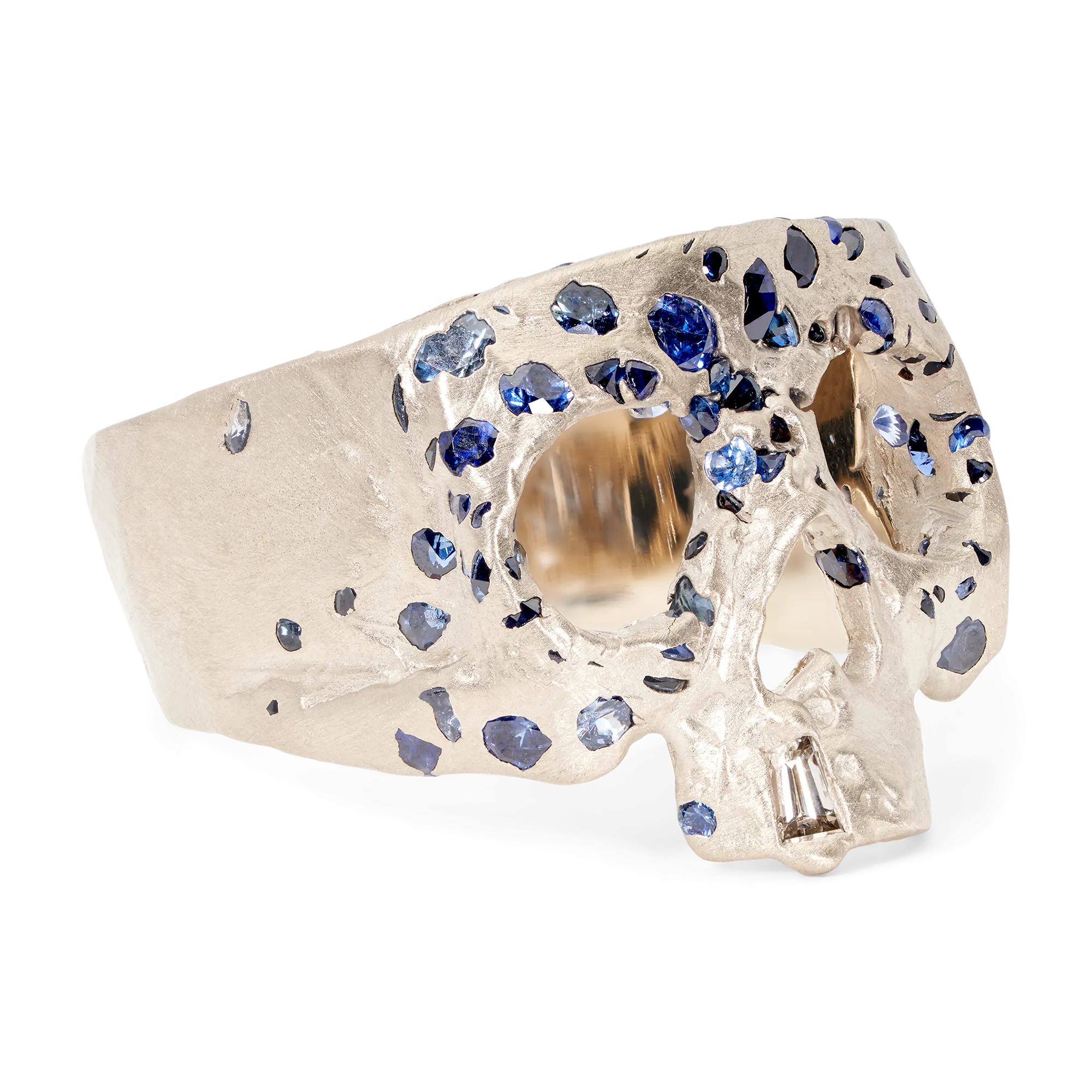 Blue Confetti Skull Ring in White - Made to Order