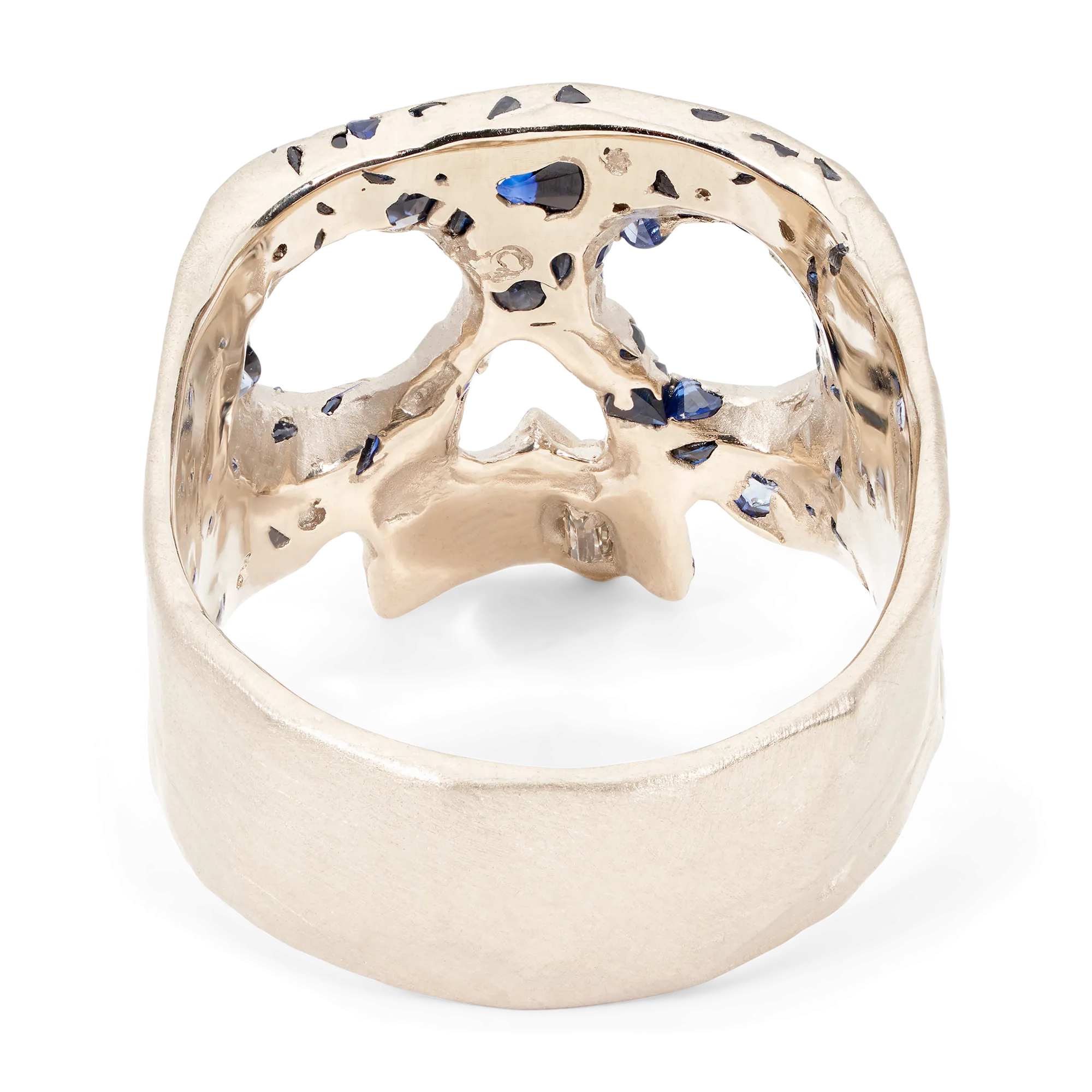 Blue Confetti Skull Ring in White - Made to Order