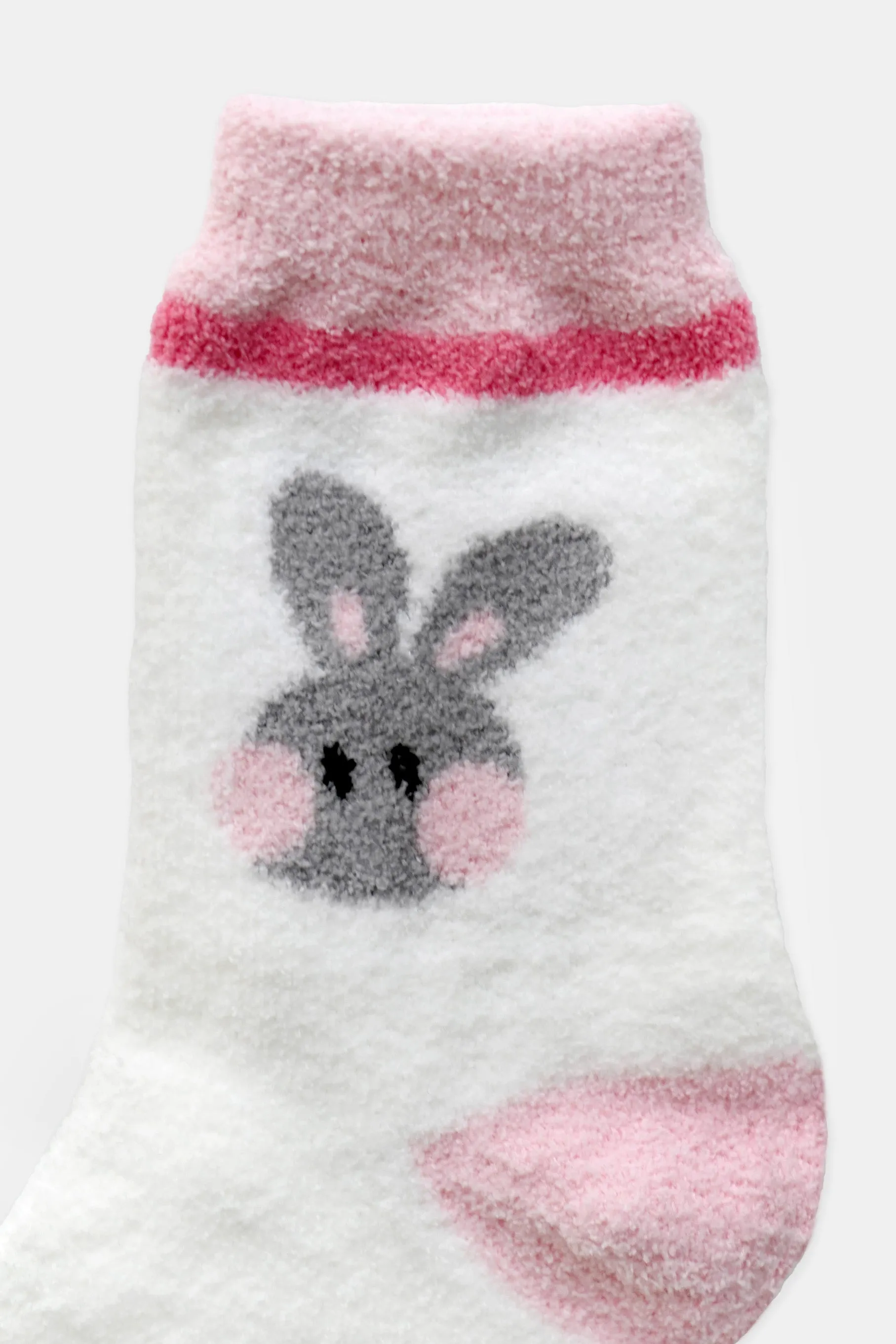 Blushing Rabbit Furry Socks, Powder White