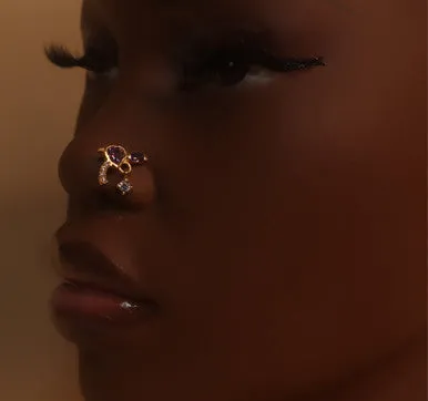 Bonnie & Clyde Heart Gem Nose Stud Piercing