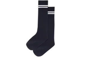 Boys 3/4 Striped Long Socks - Peaceville Navy/White