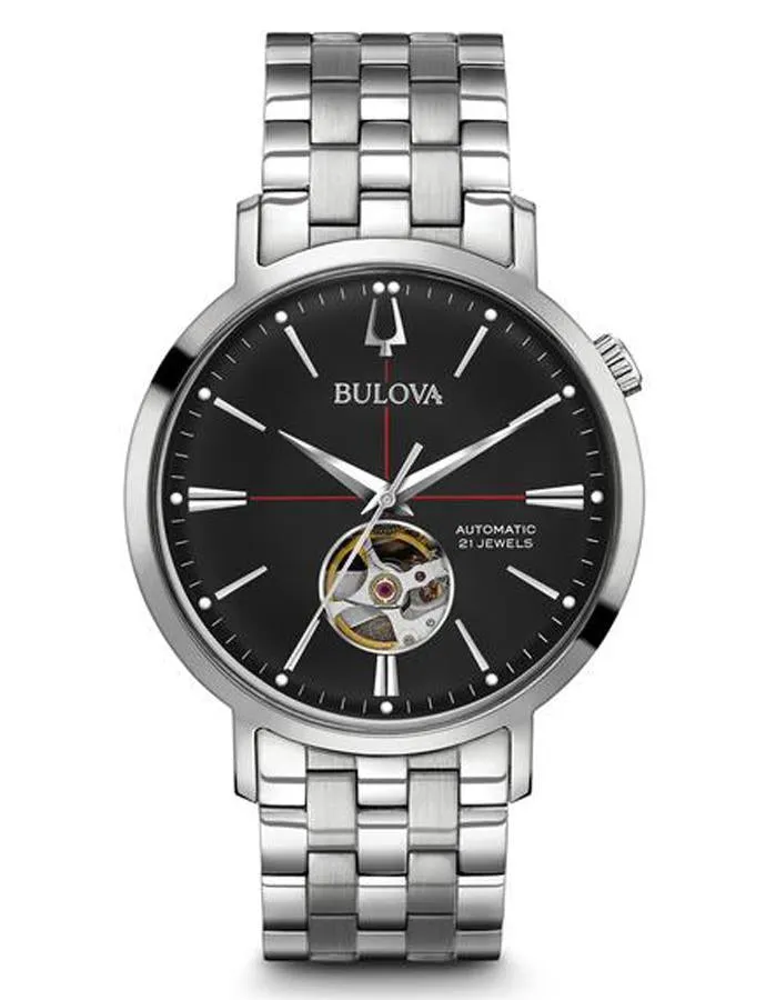 Bulova Mens Classic Automatic Watch - Stainless Steel - Open Aperture Dial