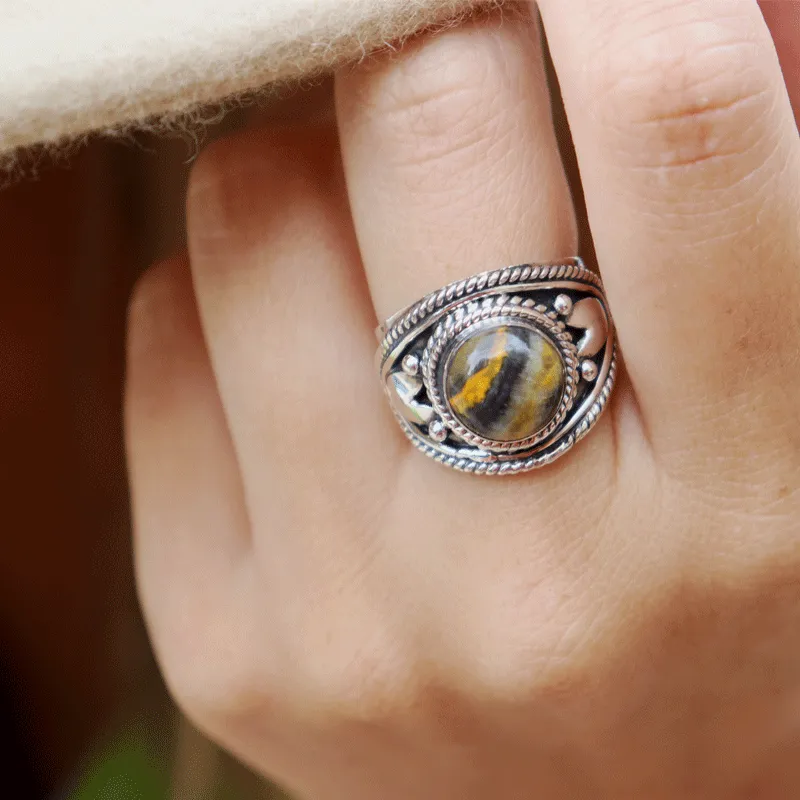 Bumble Bee Jasper Bohemian Ring