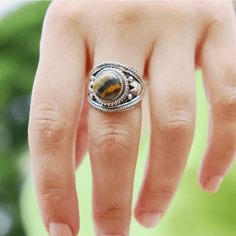 Bumble Bee Jasper Bohemian Ring