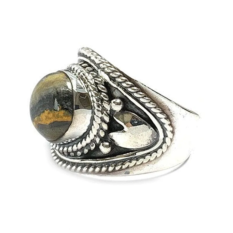 Bumble Bee Jasper Bohemian Ring