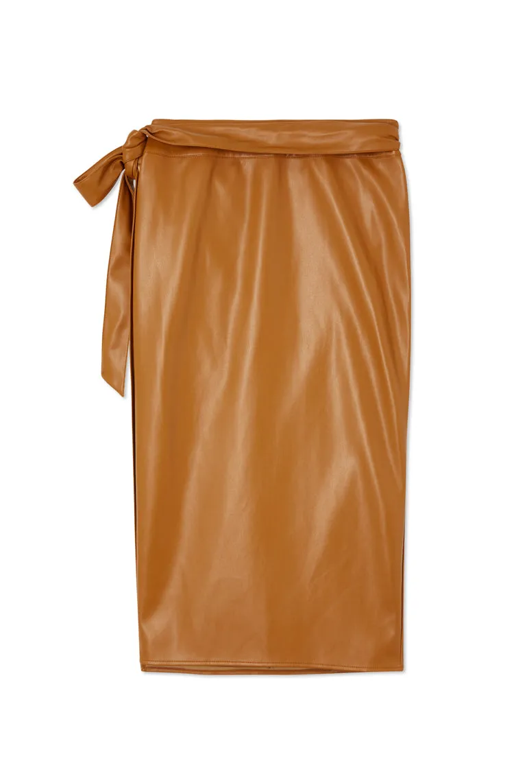 Camel Vegan Leather Jaspre Skirt