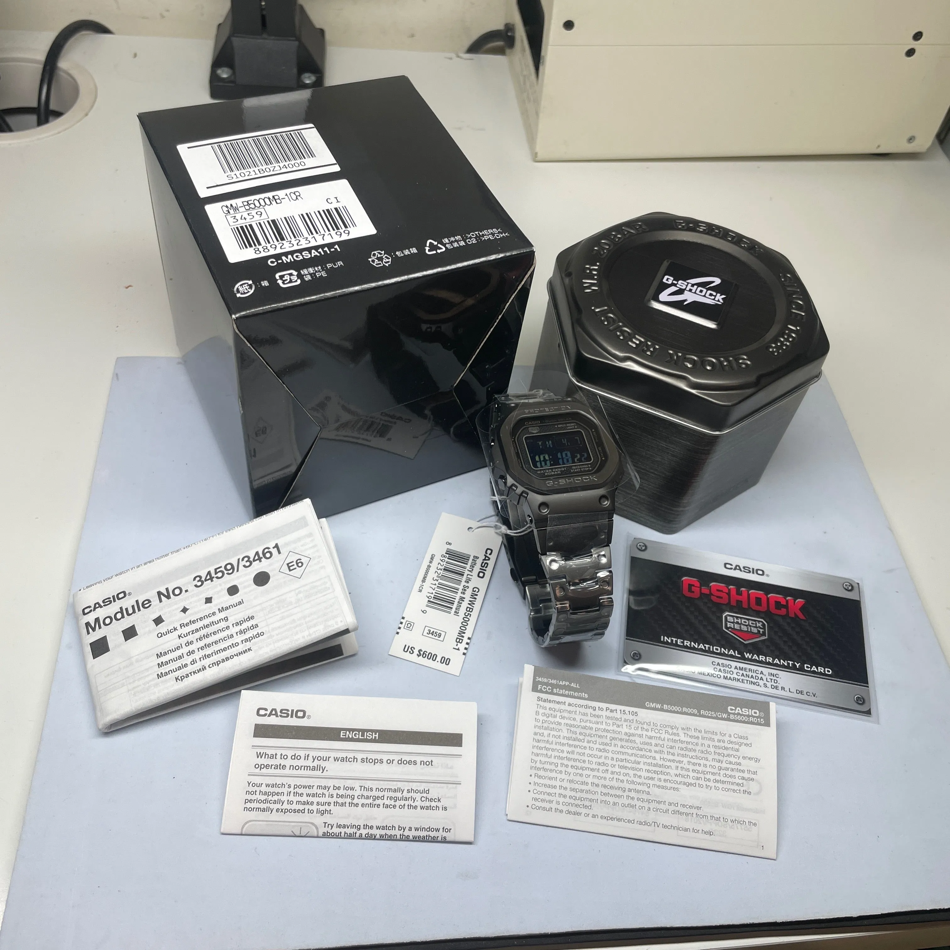 CASIO G-SHOCK Black Steel Full Metal Square GMWB5000MB-1 Watch - Optimized Title