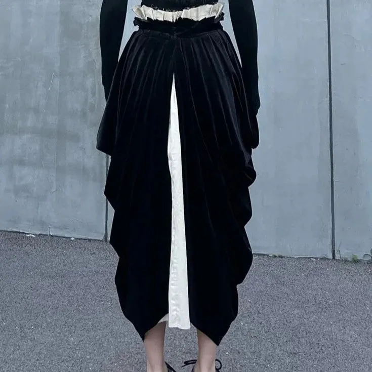 Casual Minimal Goth Irregular Design Layered Skirt