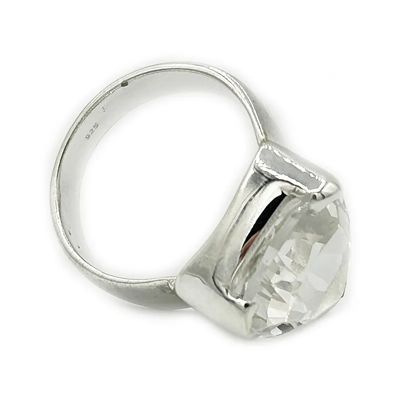 Char Clear Quartz Teardrop Ring