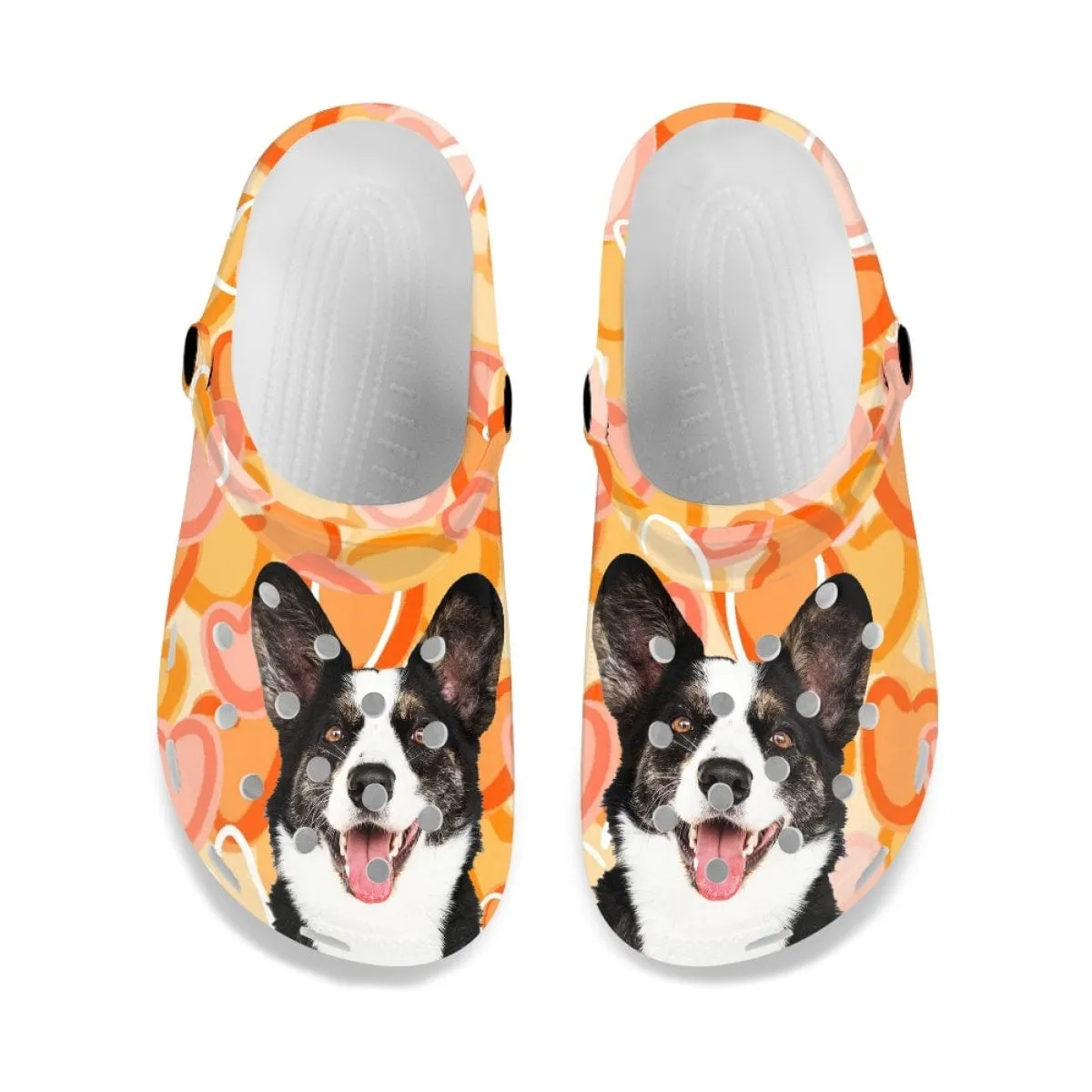 Custom Pet Face Orange Hole Shoes Personalized Photo Clog Shoes Unisex Adult Funny Slippers (DHL is not supported)