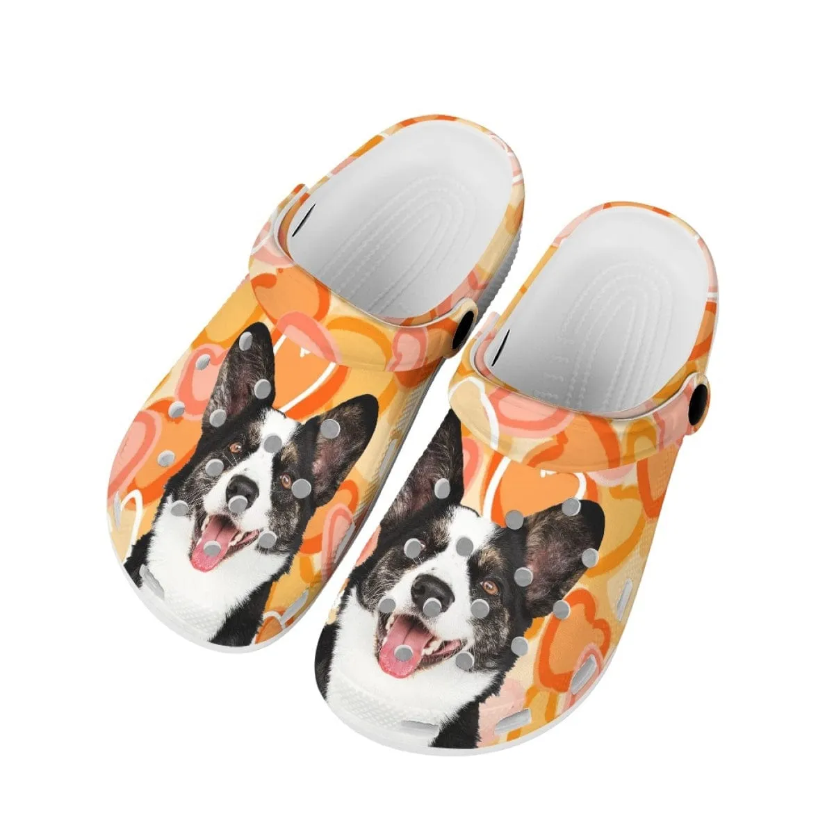 Custom Pet Face Orange Hole Shoes Personalized Photo Clog Shoes Unisex Adult Funny Slippers (DHL is not supported)