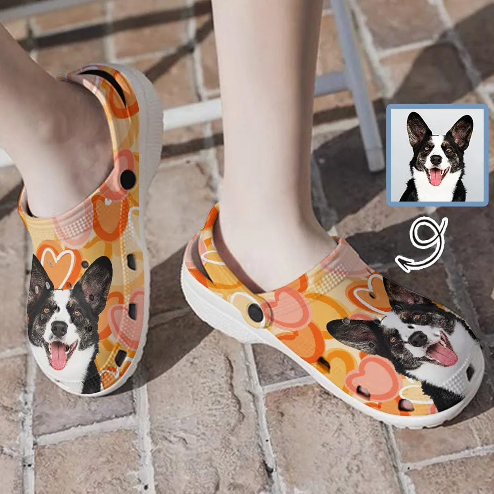 Custom Pet Face Orange Hole Shoes Personalized Photo Clog Shoes Unisex Adult Funny Slippers (DHL is not supported)