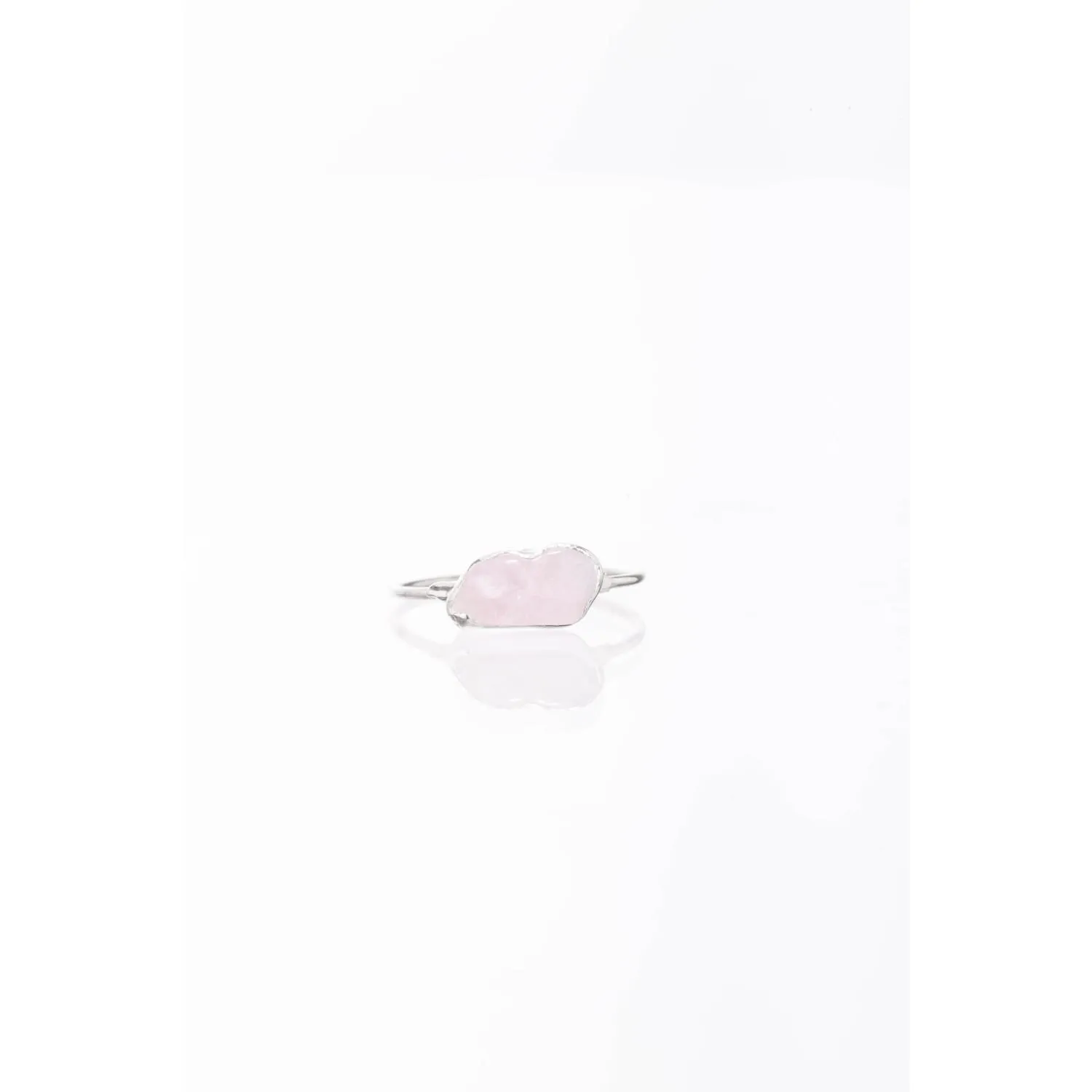 Dainty Raw Rose Quartz Ring in Sterling Silver