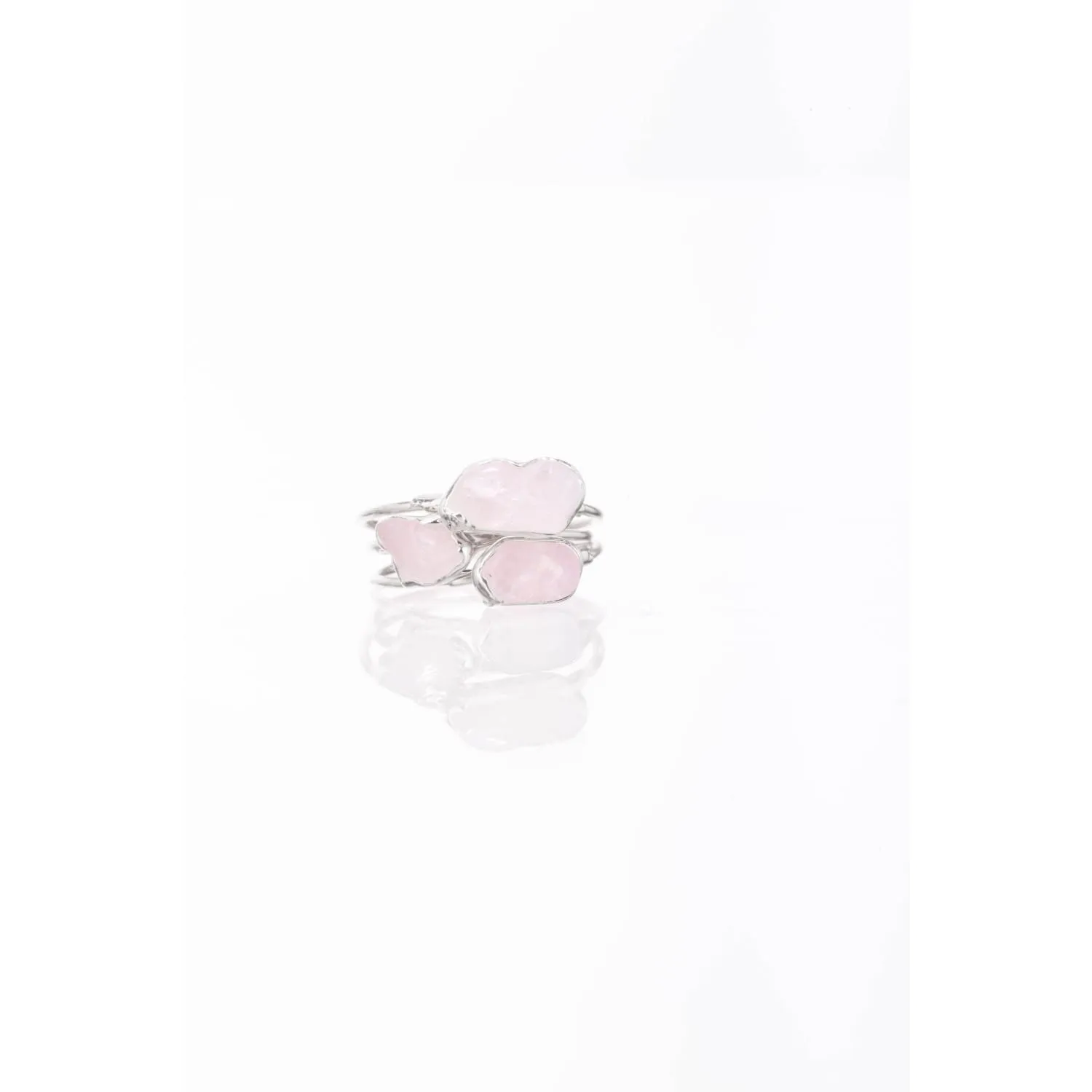 Dainty Raw Rose Quartz Ring in Sterling Silver