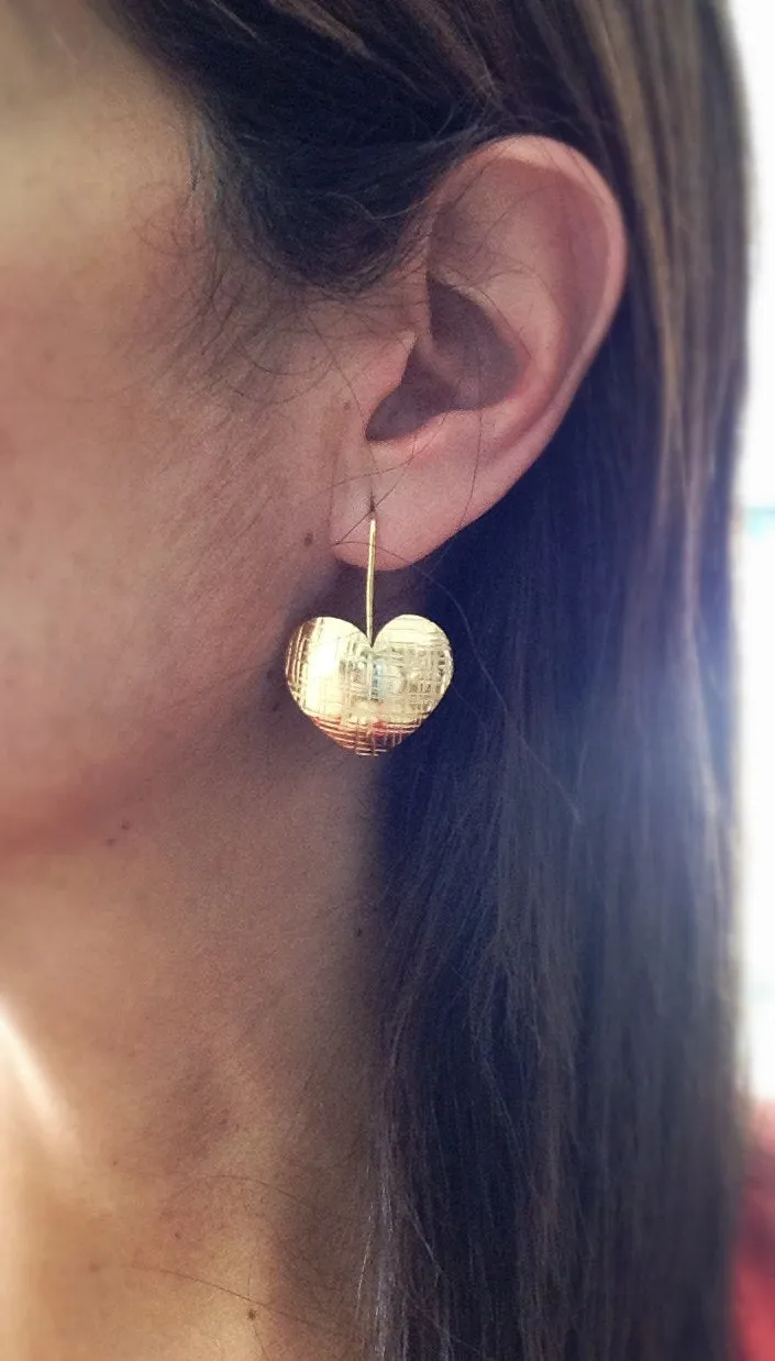 Dangle Silver Heart Earrings, Gold Long Dangle Earrings, Goldsmith Heart, Gold Plated Heart Earrings, Dangle Earrings, Heart Jewelry