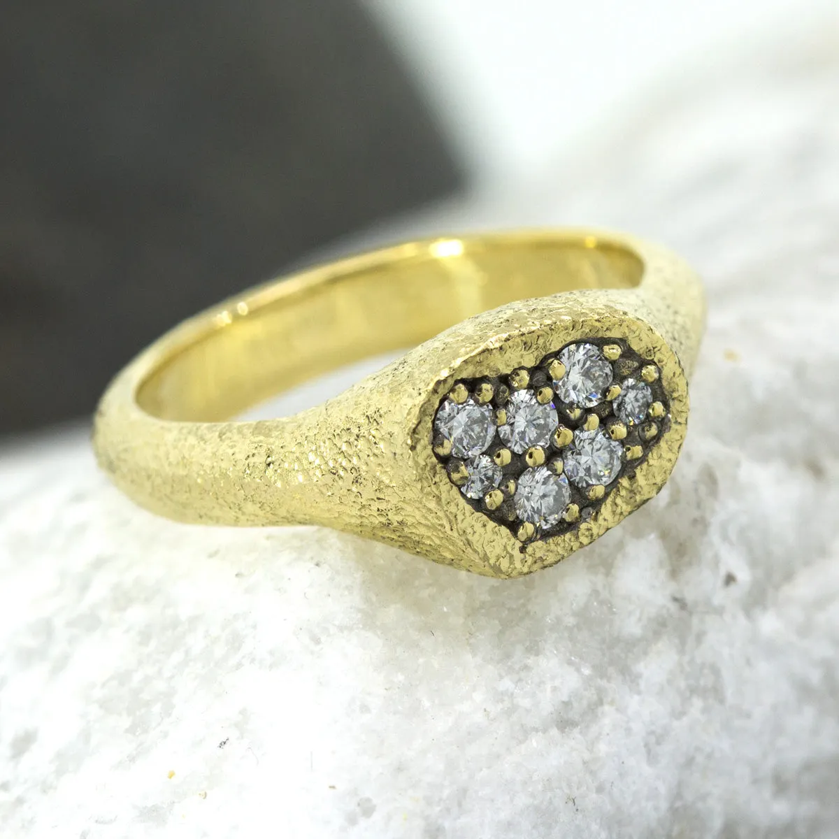 Dew Pond Signet Ring with diamonds