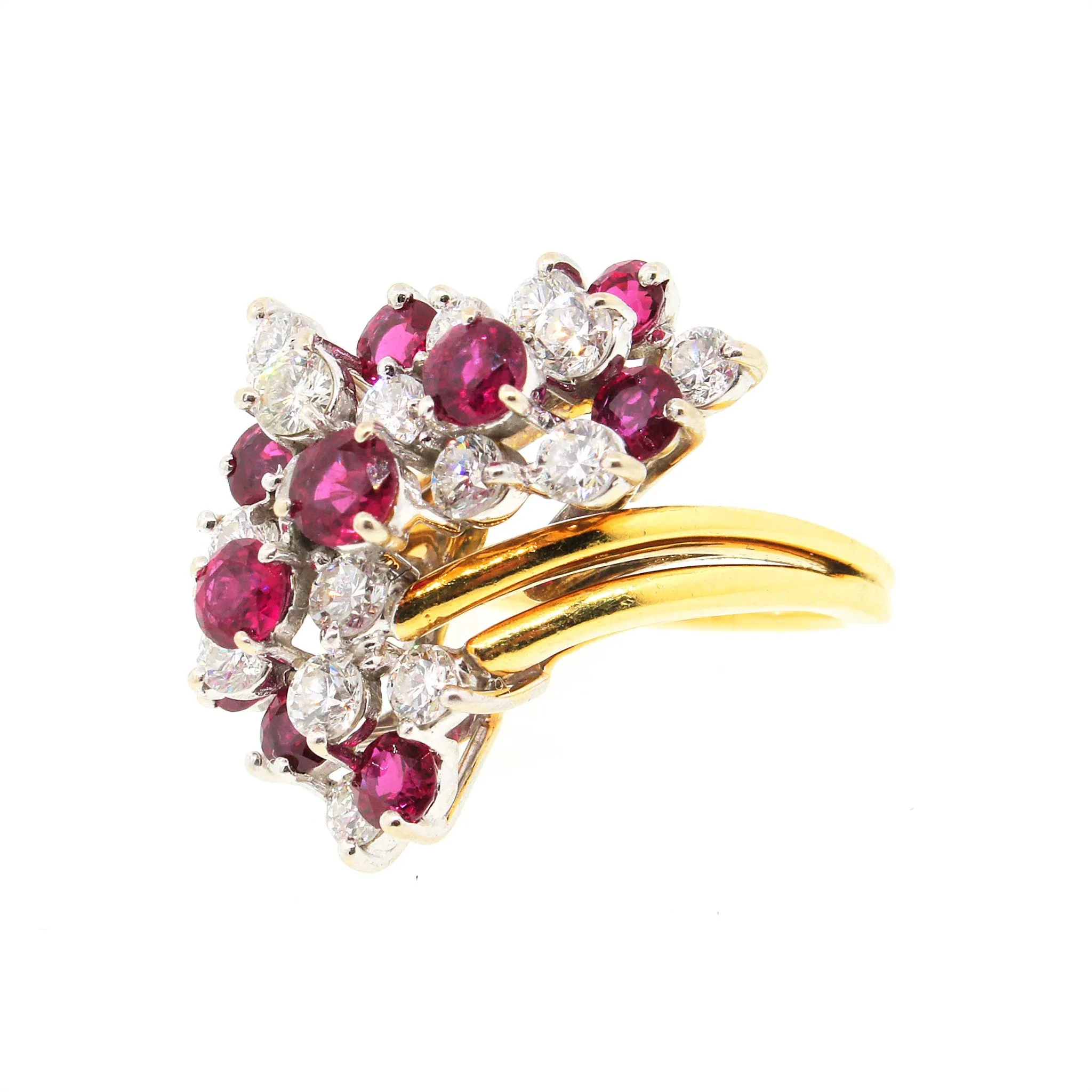 Diamond & Ruby Cocktail Ring in 18K Gold