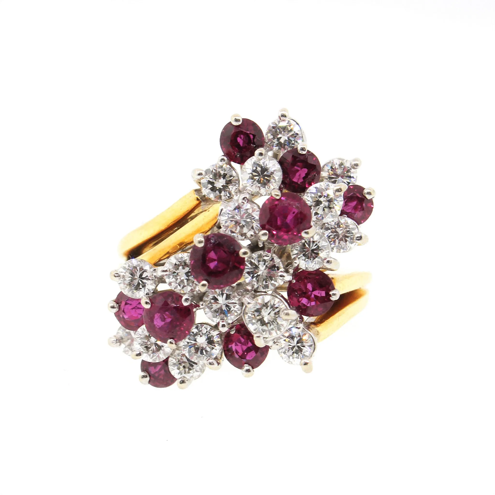 Diamond & Ruby Cocktail Ring in 18K Gold