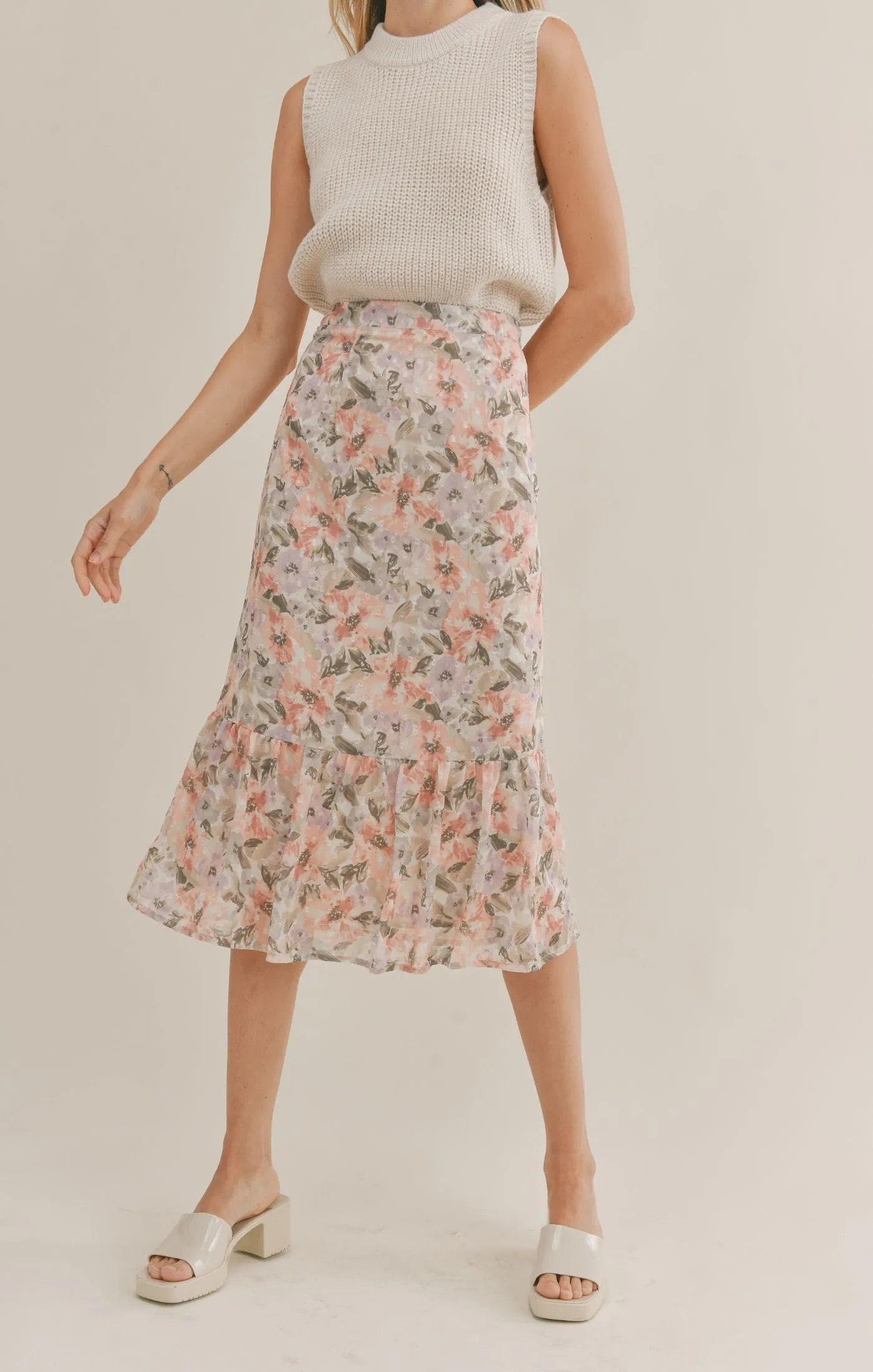 Dune Flowers Midi Skirt