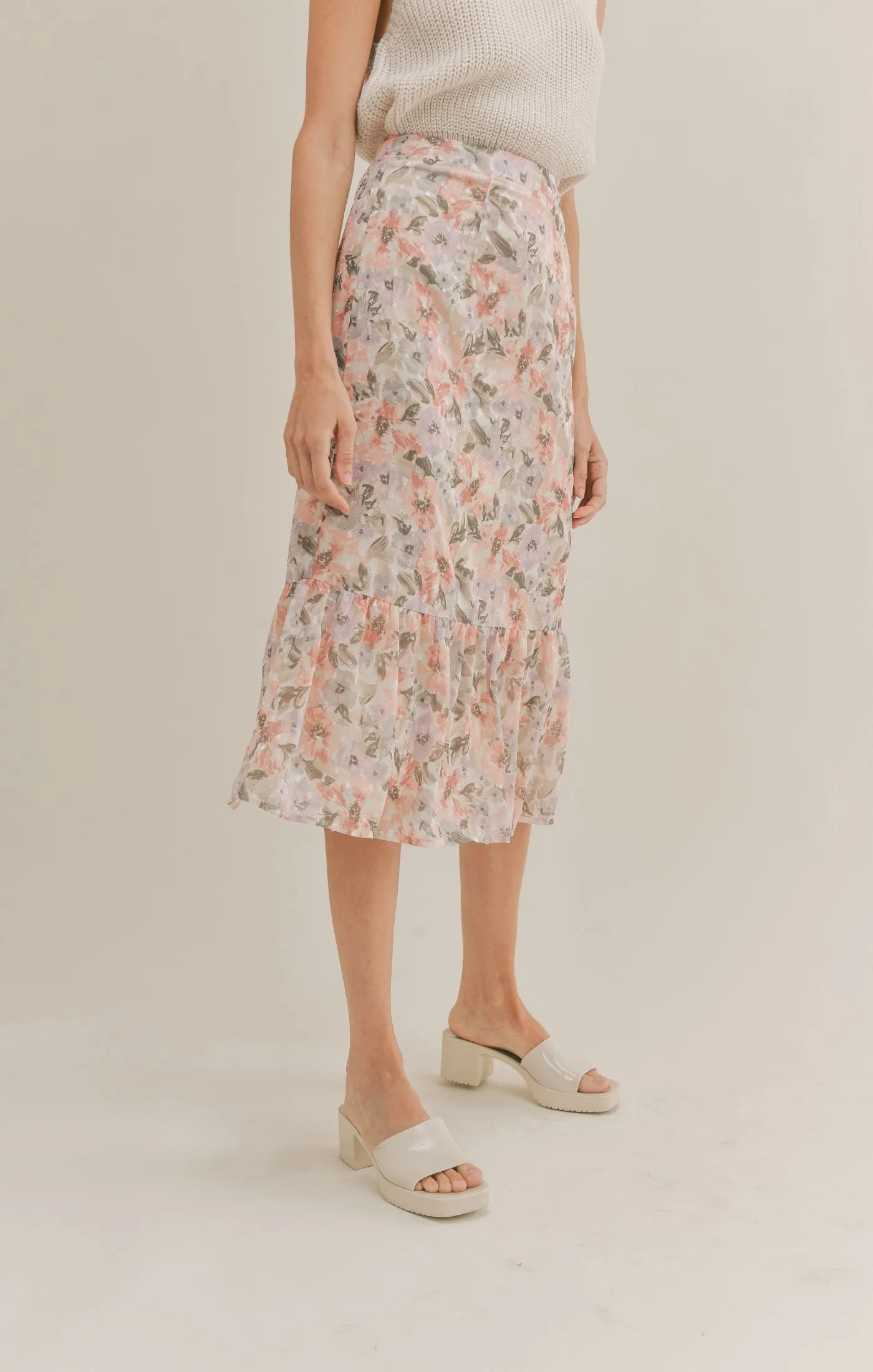 Dune Flowers Midi Skirt