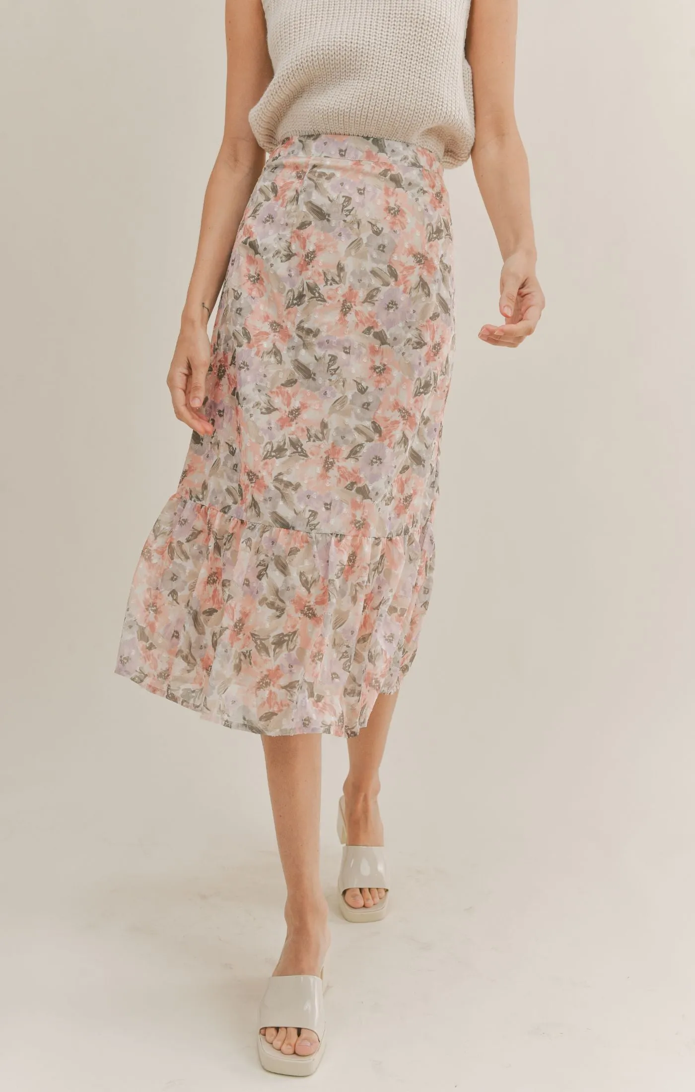 Dune Flowers Midi Skirt