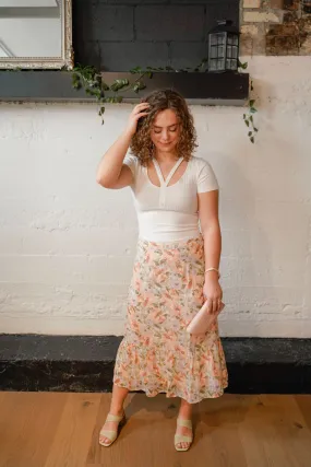 Dune Flowers Midi Skirt