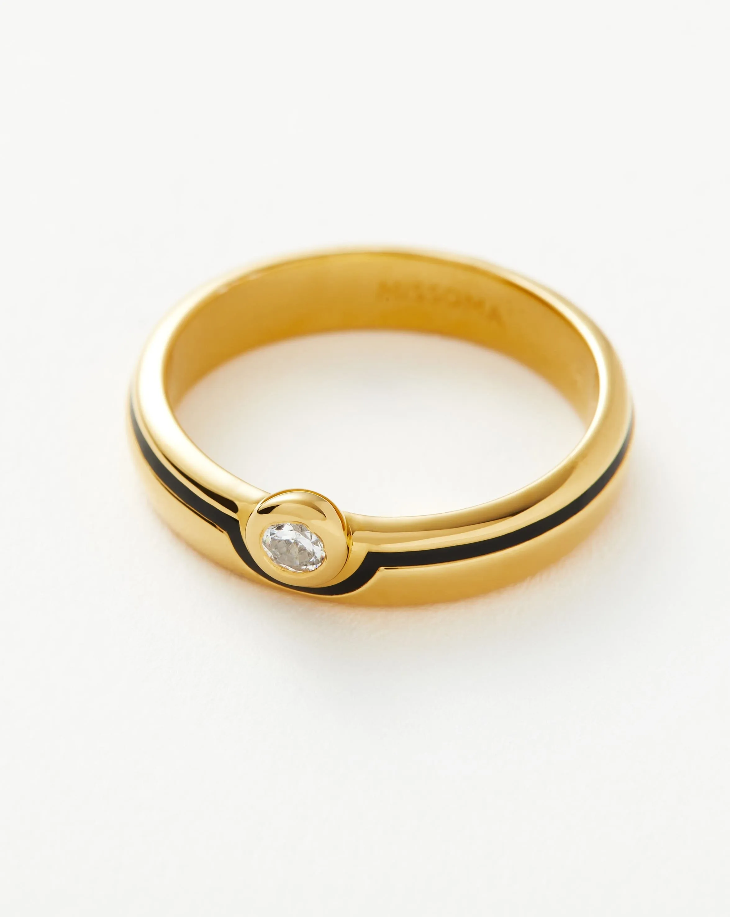 Enamel & Stone Byline Stacking Band Ring | 18ct Gold Plated Vermeil/Cubic Zirconia