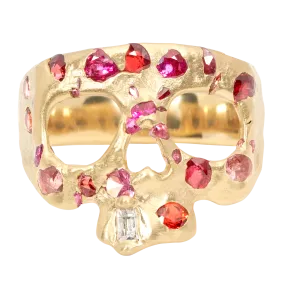 Extra Small Plum Blossom Confetti Skull Ring - Made to Order